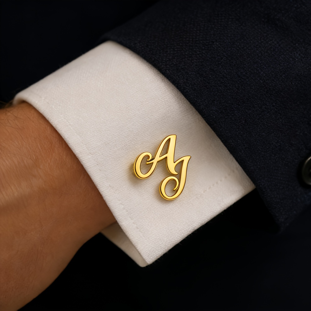 Custom Initial Cufflinks Personalized with 2 Letters, Minimalist Design