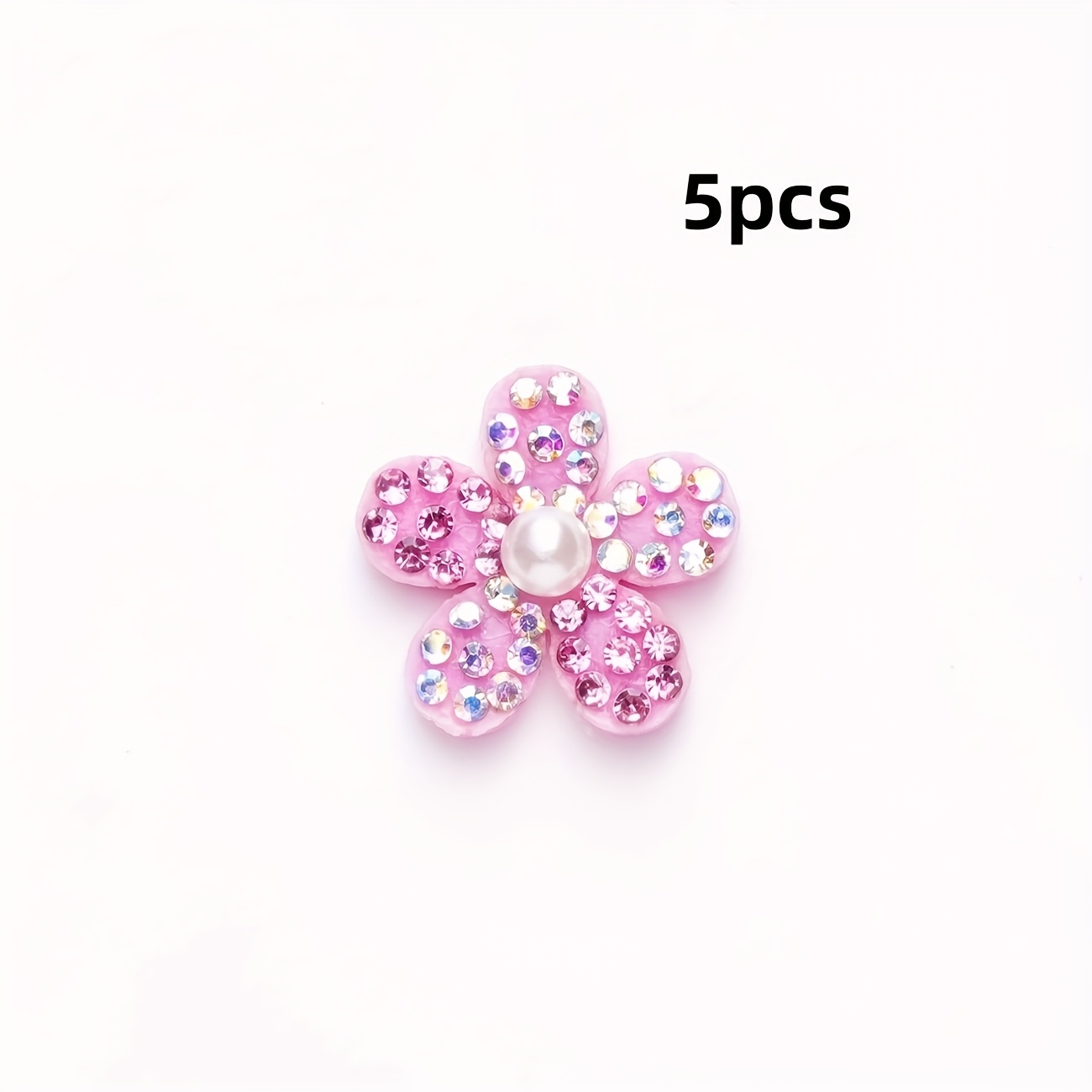 E-shop 5 Stück Strass-Blumen-Patches, pinke Fünfblattblumen für Frühling und Sommer, geeignet zum Dekorieren von , Schuhen, und Bastelarbeiten.
