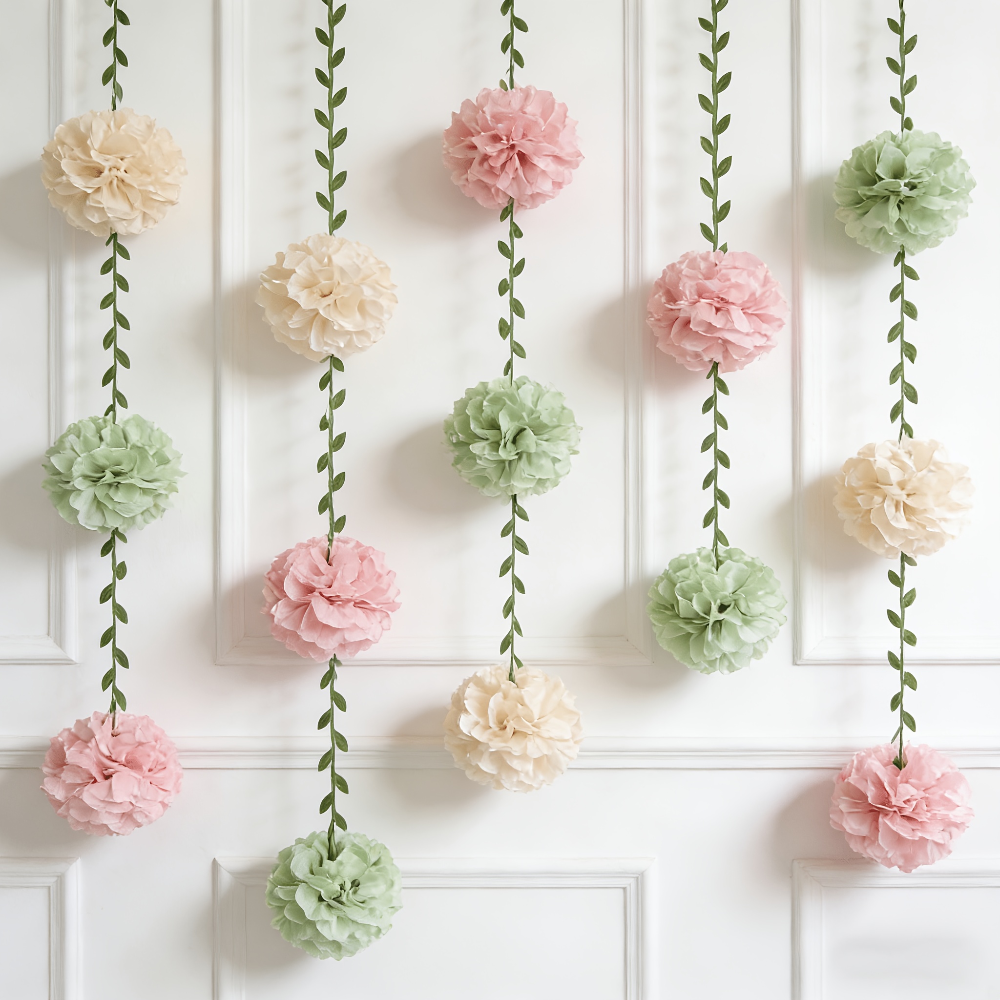 TEMU Guirlandes de boules de papier de soie pour anniversaires, , enterrements de vie de fille, fiançailles et décorations de fête, avec bouquets de