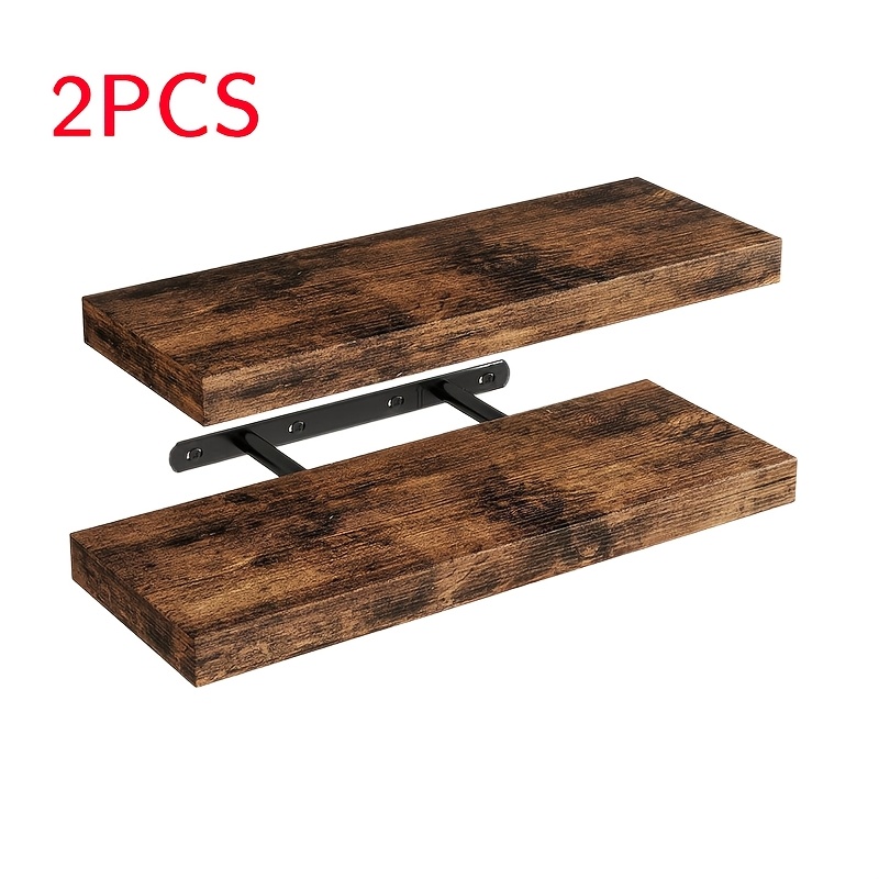 2pcs/4pcs Vintage Wooden Wall-mounted Floating Shelves, Floating Shelf Organizers, Space- Wall Shelves, Floating Shelves Kit, Rustic Style With Invisible Brackets For Living Room Storage