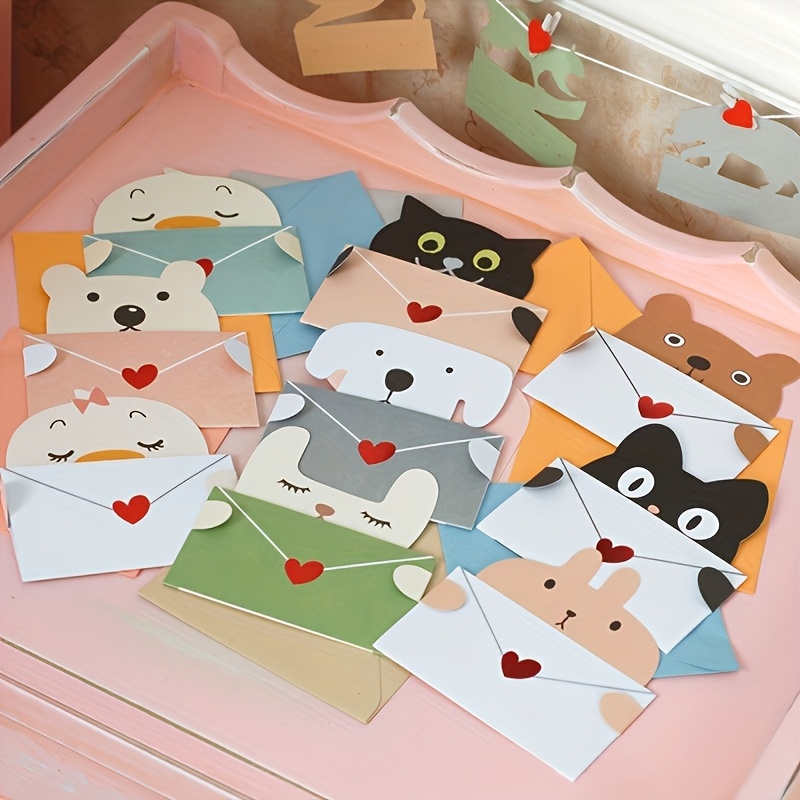 TEMU Lot de 18 cartes cadeaux mignonnes de dessin animé, cartes de vœux pliantes avec enveloppe, bénédictions de fêtes, cartes postales animales