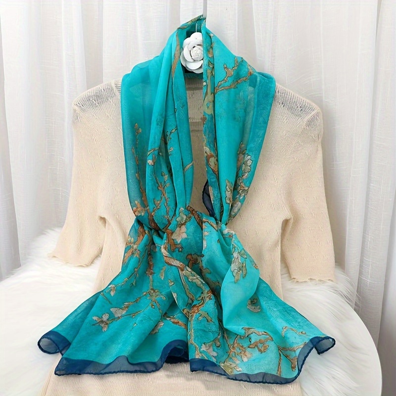 Womens Lightweight Printed Chiffon Scarf Long Versatile Neck