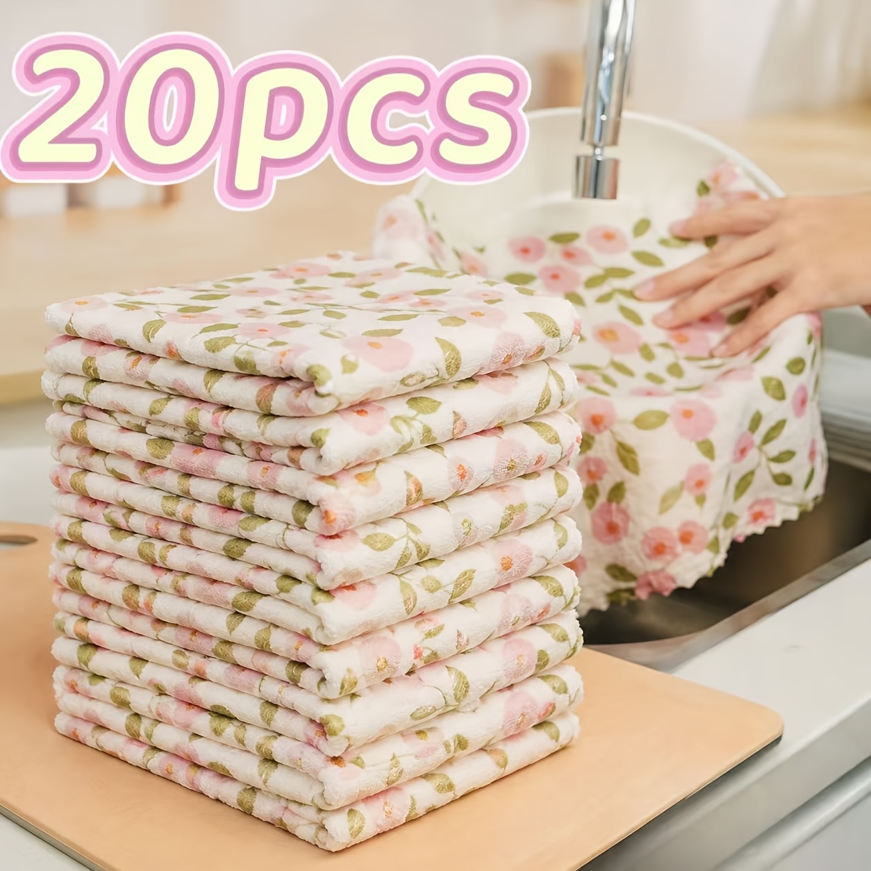 TEMU Chiffon de nettoyage en molleton - Très absorbant, serviette en microfibre à séchage rapide, idéale pour , de bain, la voiture et la vaisselle -