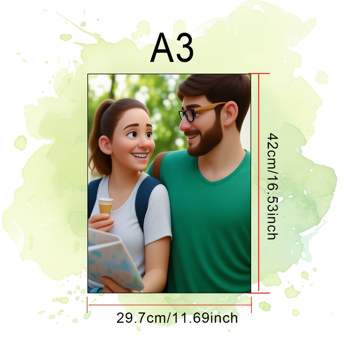 TEMU 1 Customized Photo - Personalized Send Your Photo To Anime Style, A4/a3 (40x50cm) Vertical Canvas - Modern/office/classroom Wall Decoration -