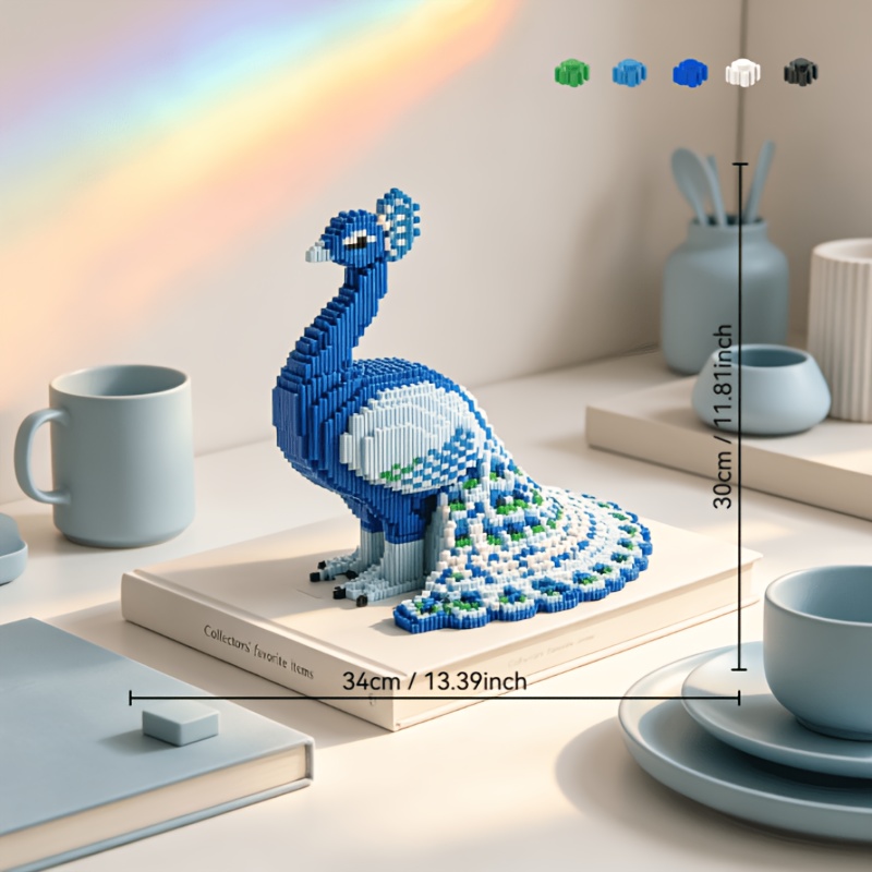 Image of 4420pcs Peacock Building Block Model, Creative Animal Ornament And Room Decoration, Birthday/halloween/valentine's Day/christmas/christmas Eve Holiday Gift, No Electricity Required