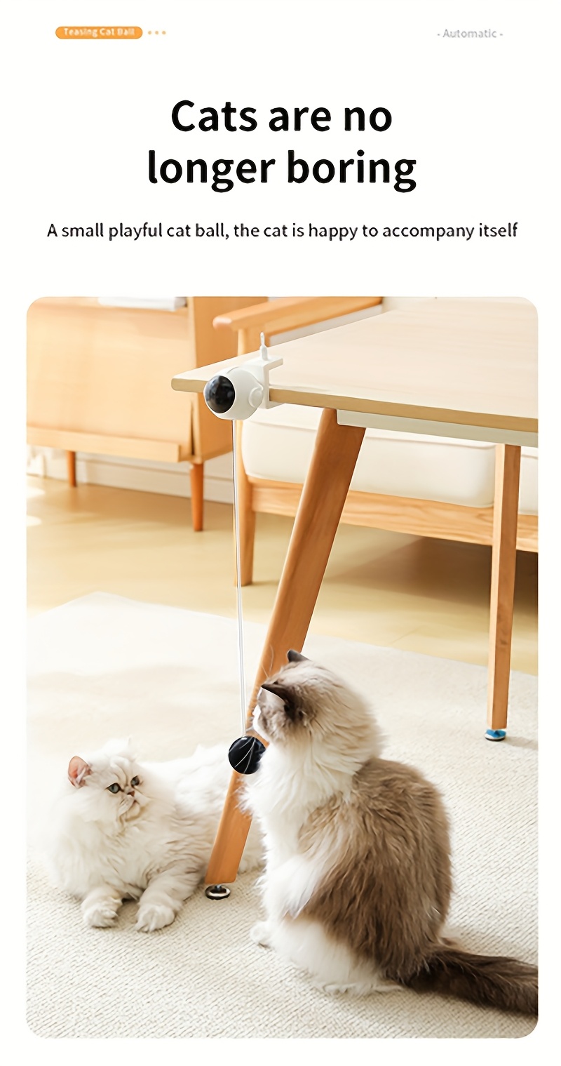 Jouet interactif pour chat avec balle en peluche automatique montante et descendante - un jouet pour chat captivant avec une balle mobile qui stimule l'instinct de chasse du chat, fabriqué en plastique durable, adapté à toutes les races pour un jeu attrayant et stimulant