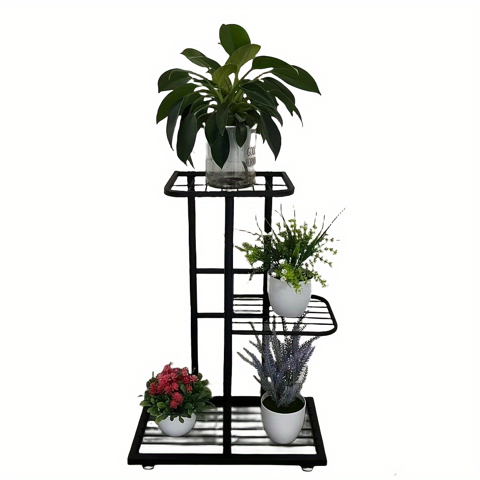 3/4 Tier supporto per piante in metallo supporto per vaso da fiori alto  nero da