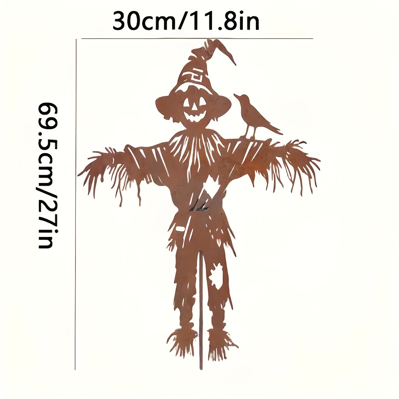 Image of Garden Stake With Bird Ornament - Rustic Halloween Yard Decoration, Freestanding Outdoor Autumn Spooky Season Piece