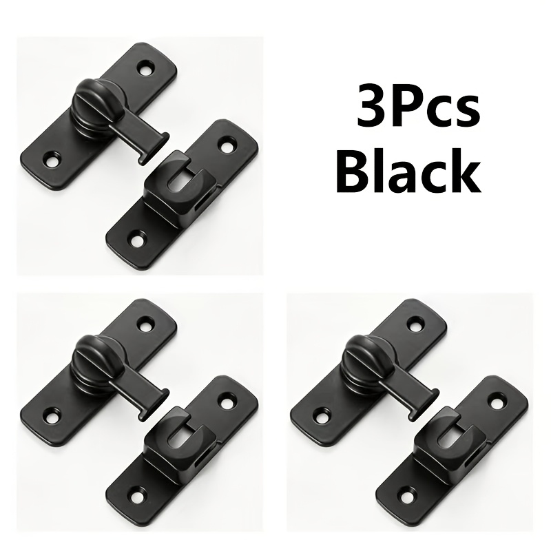 TEMU Set di 3 serrature per battente porta senza foratura | Fibbia di ispessita per porte e finestre in legno, bagno | Facile da a superficie per a