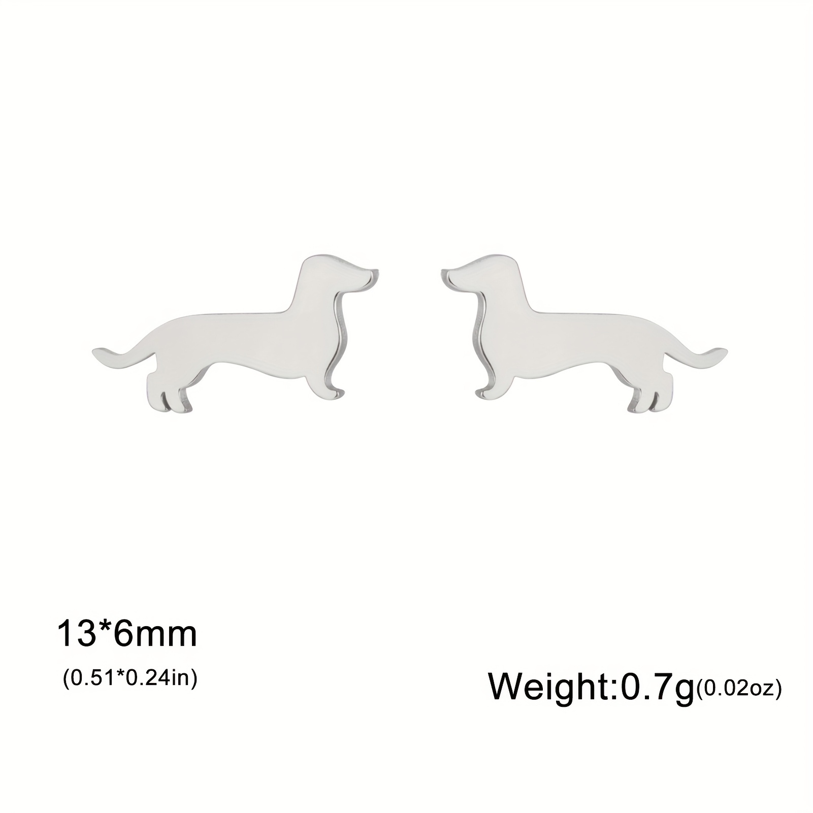 1pair Dachshund Cute Ladies Stud Earrings, Stainless Steel Fashion Cute Cartoon Dog Earrings Jewelry, Suitable For Girlfriend, Female Friend Anniversary, Anniversary Gift, Christmas Gift
