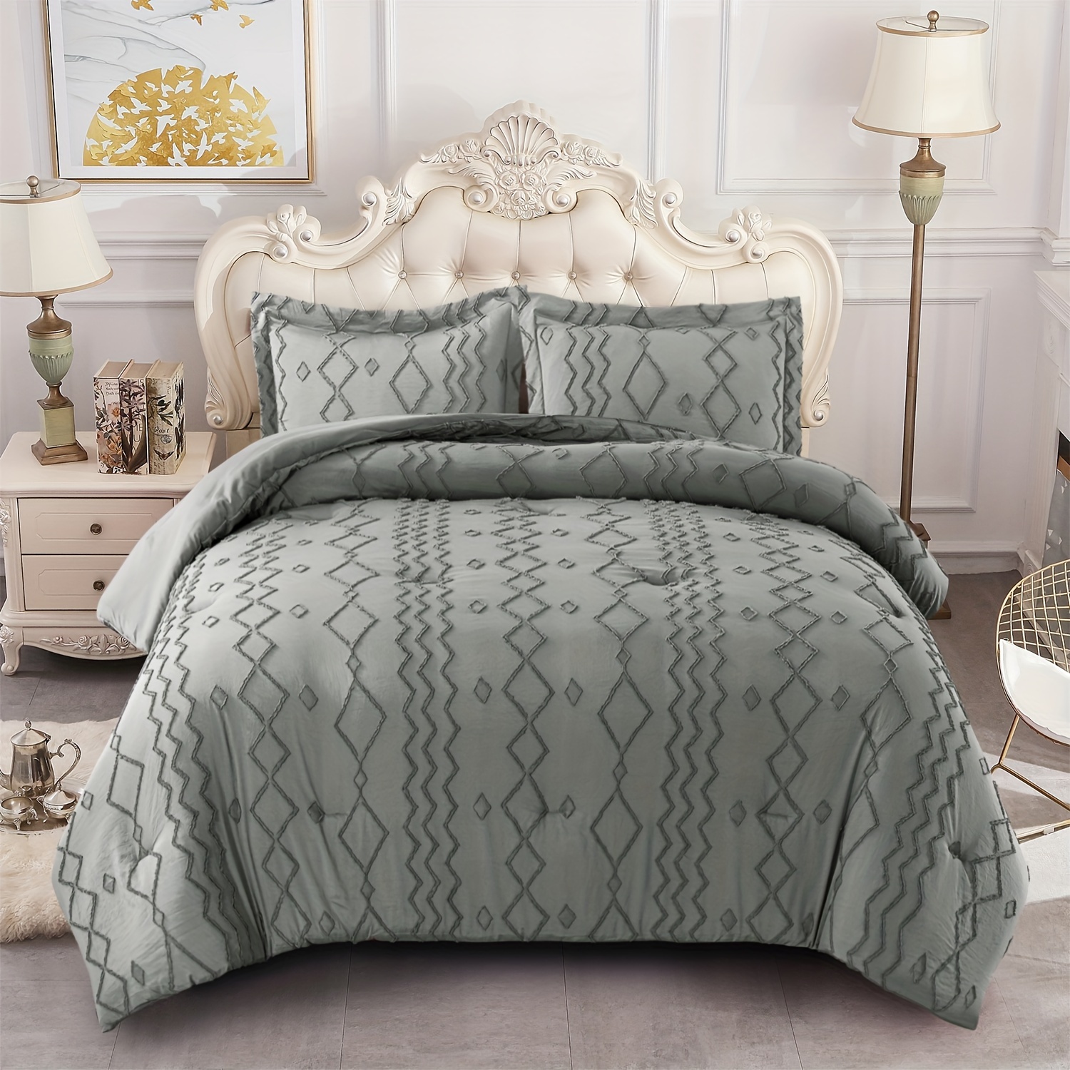 

2/3pcs Jacquard Comforter Set (1*comforter +1/2pillowcases Without ), Tufted Twin Queen King Sizes Bedding Set For All Season, Soft Comfortable And Skin-friendly Comforter For Bedroom,