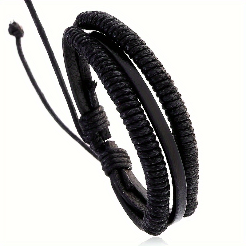 Minimalist Handmade Woven Retro Style Genuine Leather Bracelet Creative Versatile Adjustable Cowhide Bracelet