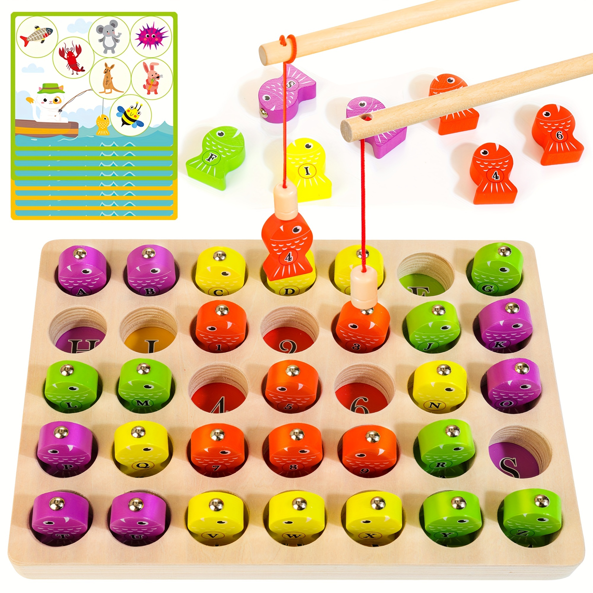 Montessori Magnetic Fishing Game With Color, Number, And Music