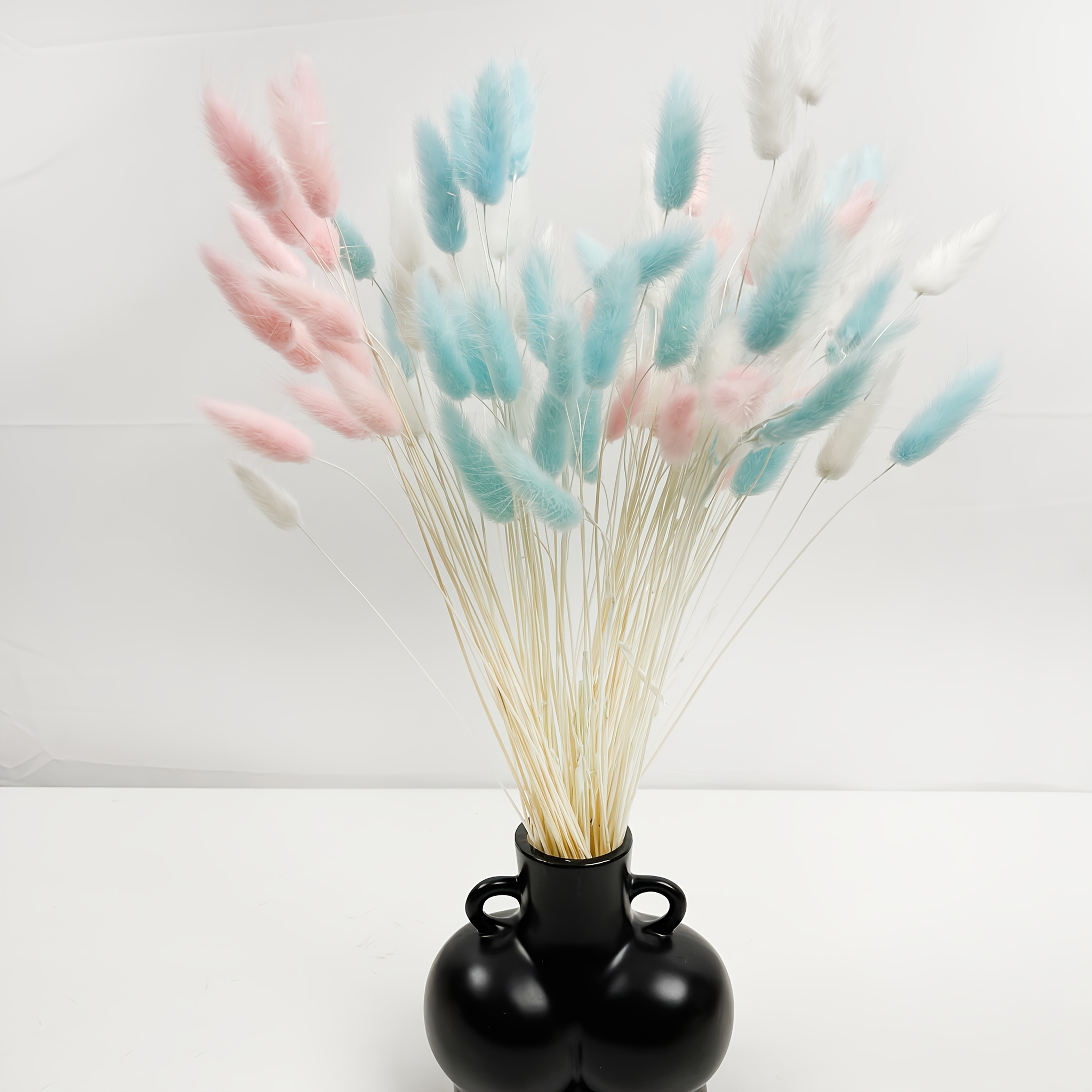 Image of 63pcs Large Artificial Pampas Grass Bouquet - , Blue, White, Beige Bohemian Wedding, Durable Plastic -like Plumes, Low-maintenance Grass Arrangement For Parties, Christmas, Easter, Valentine's, Table