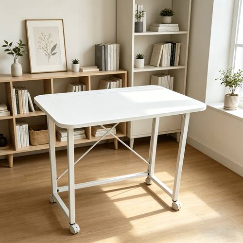 light luxury minimalist mobile folding table featuring scheme with a high end texture and a sturdy metal frame for load bearing capacity the silent roller design ensures quiet mobility while the foldable
