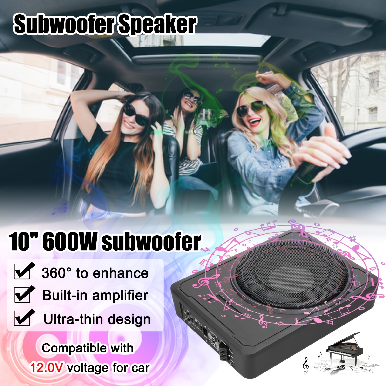 TEMU 10 Car Subwoofer Bass - 12 V For Car Rv