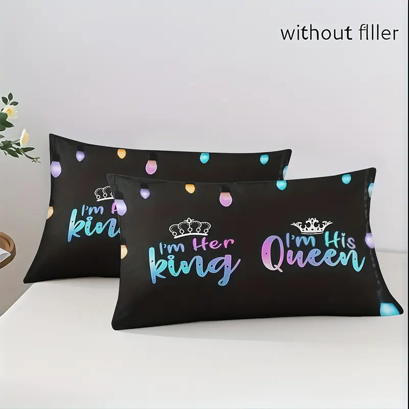 3pcs couple duvet cover set soft high definition black with colorful text breathable polyester perfect gift for machine washable 1 duvet cover 2 pillowcases no insert Product details 7