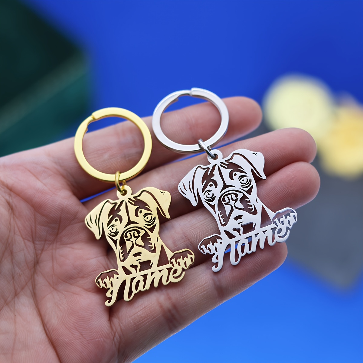 

Personalized Name Keychain, Personalized Keyring, Custom Boxer With Name Keychain, Dog Breed Silhouette Keyring, Father's Day, Gift For Her, Gift, Day, Valentine's Day, Bridesmaid