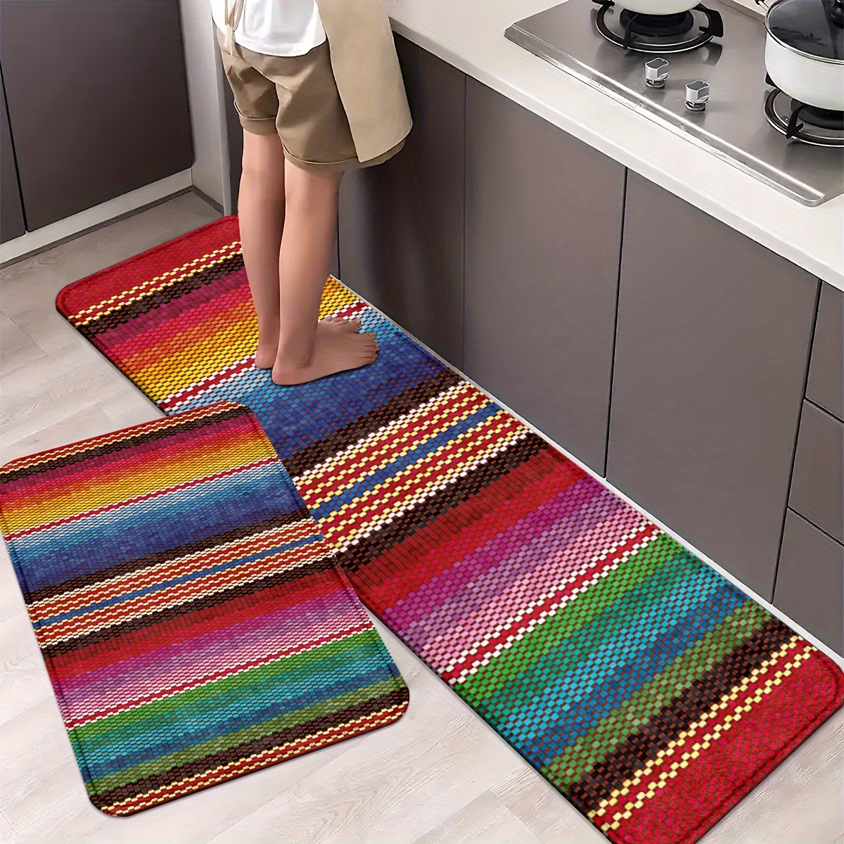 Kitchen Rug Non Slip Machine Washable Vintage American Doughnut