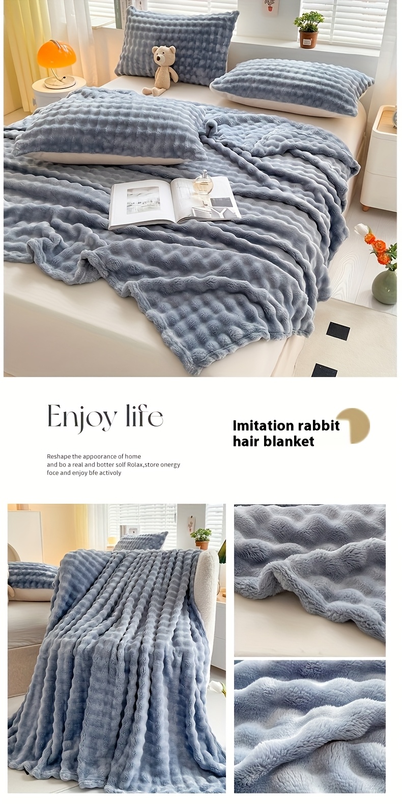 1pc ultra   fleece blanket contemporary style warm   ideal for sofa office bed camping travel plush throw cozy flannel knit fabric   polyester   250 300gsm details 5