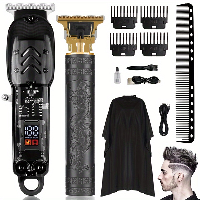 

2pcs/set Professional Hair Clippers And Trimmer Kit For Men, Barber Clipper Set, Cordless Hair Cutting, Beard Trimmer Grooming Haircut Kit, Father's Day Gift