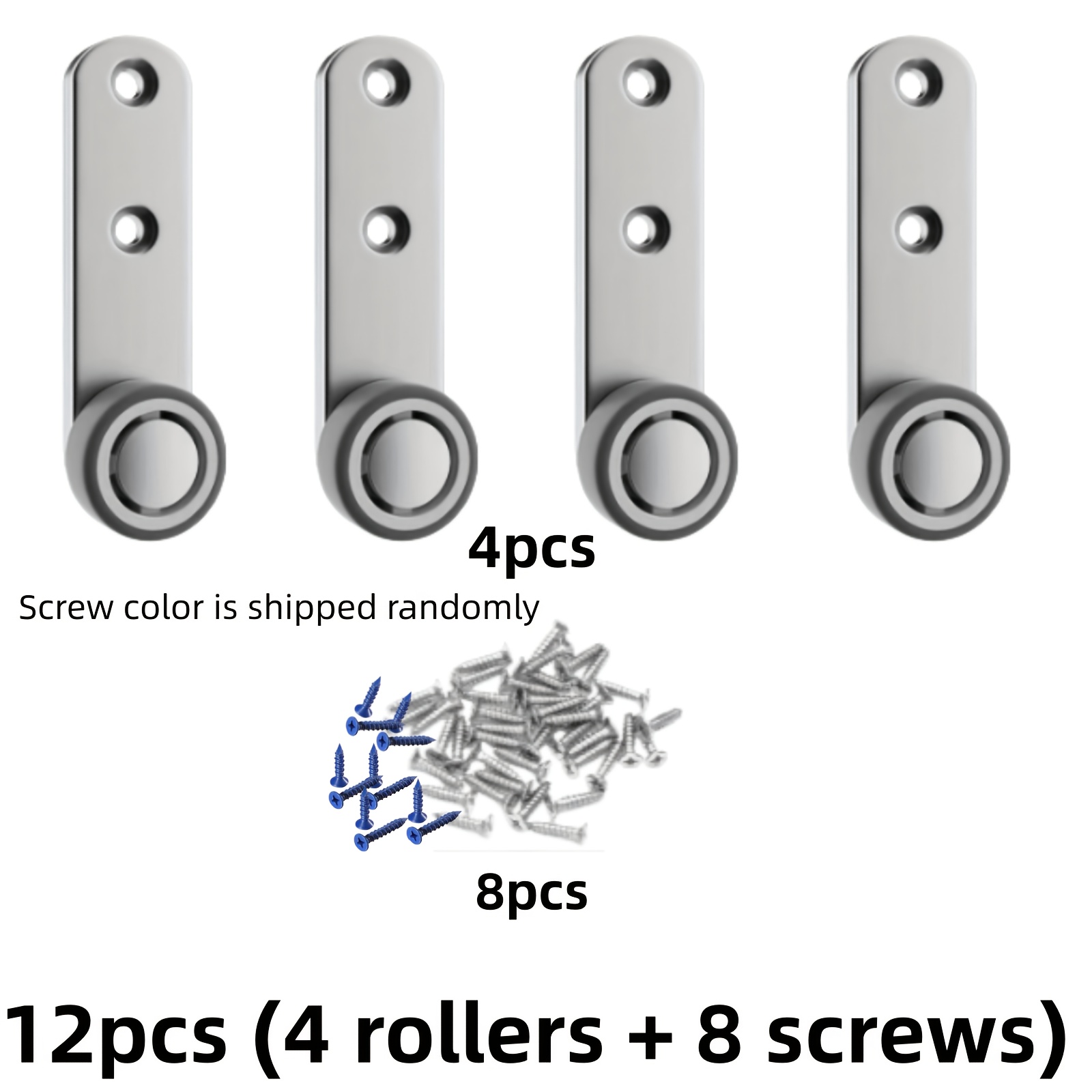 E-shop 12-teiliges, robustes, leises Schiebetür-Rollenset mit 4 Rollen & 8 Schrauben - Metallkonstruktion, Richtungsrollen für