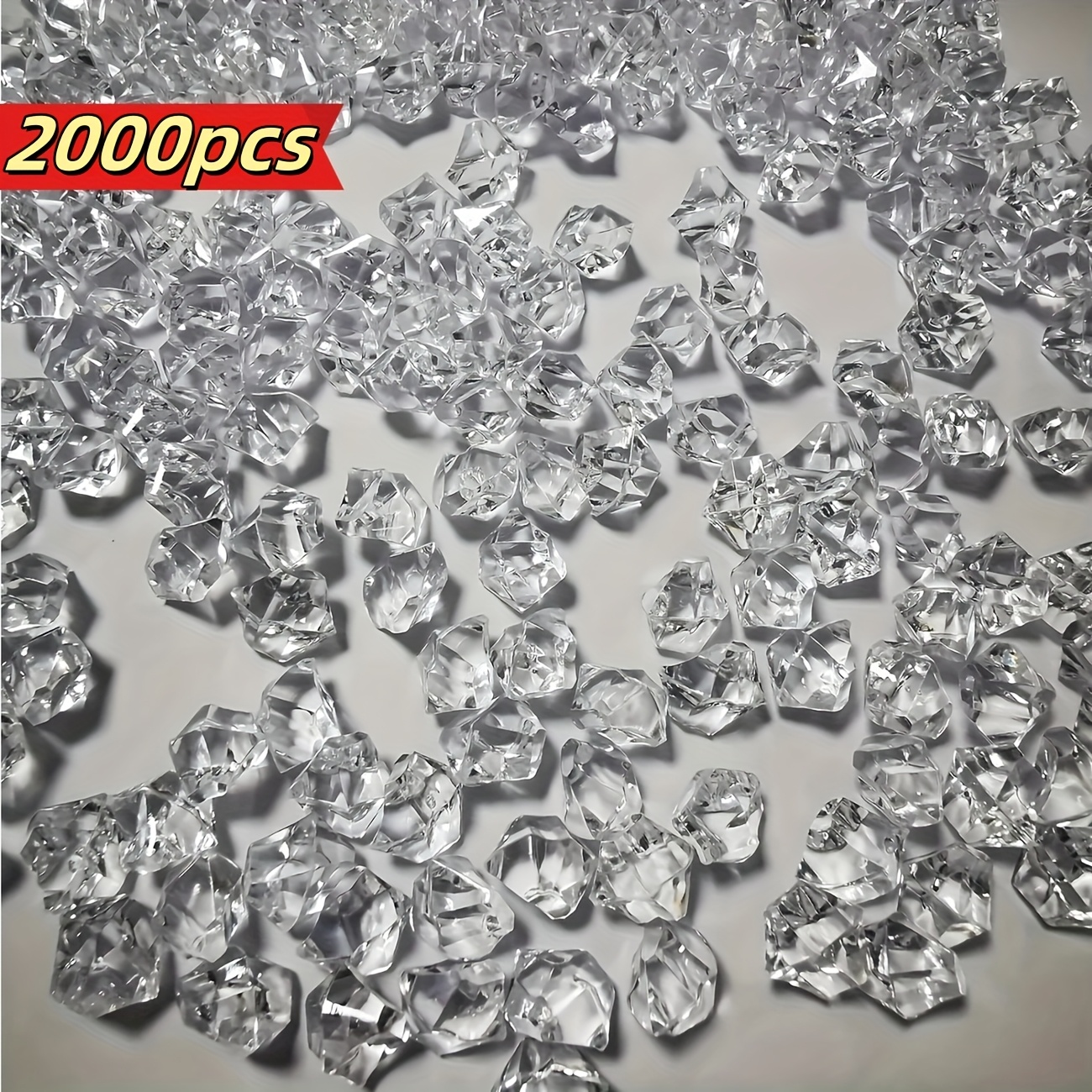 Image of 2000pcs, 5mm X 7mm Acrylic Cube Of Ice Plastic Carat Irregular Small Ice Particles Crushed Stone, Used For Vase, Aquarium Decoration, And Indoor Decoration