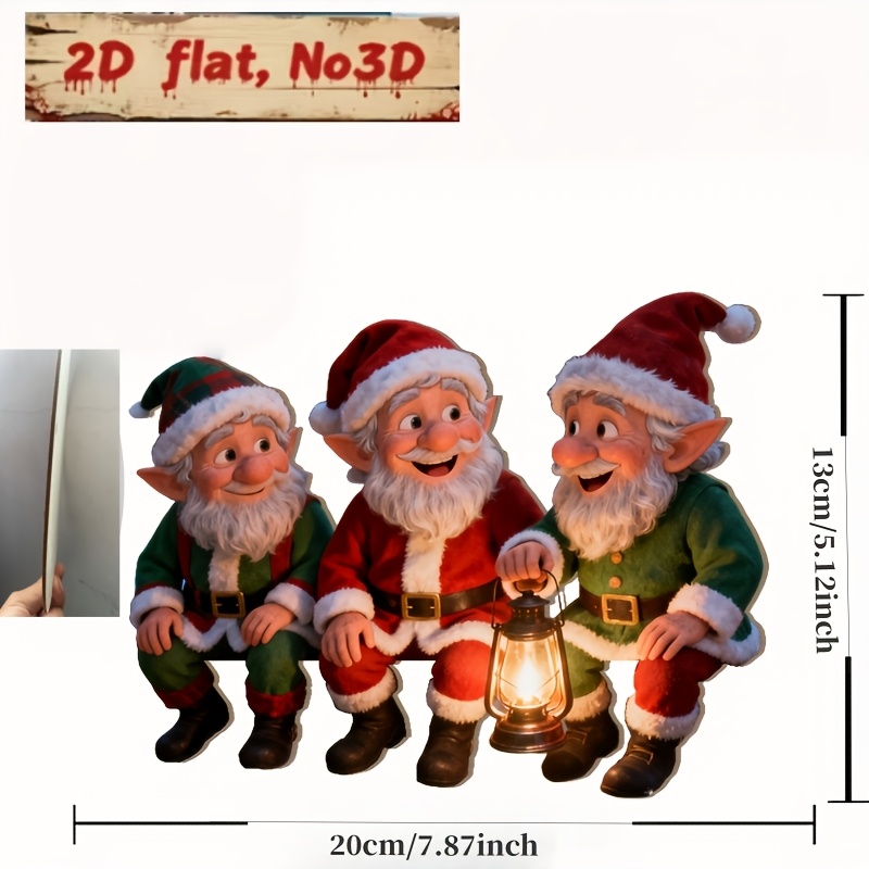 TEMU 2d Graphic Design, Interesting Outdoor Decoration, 3 Santa Claus Shapes , Made Of Durable Wooden Material, Christmas Decoration Gift, Suitable