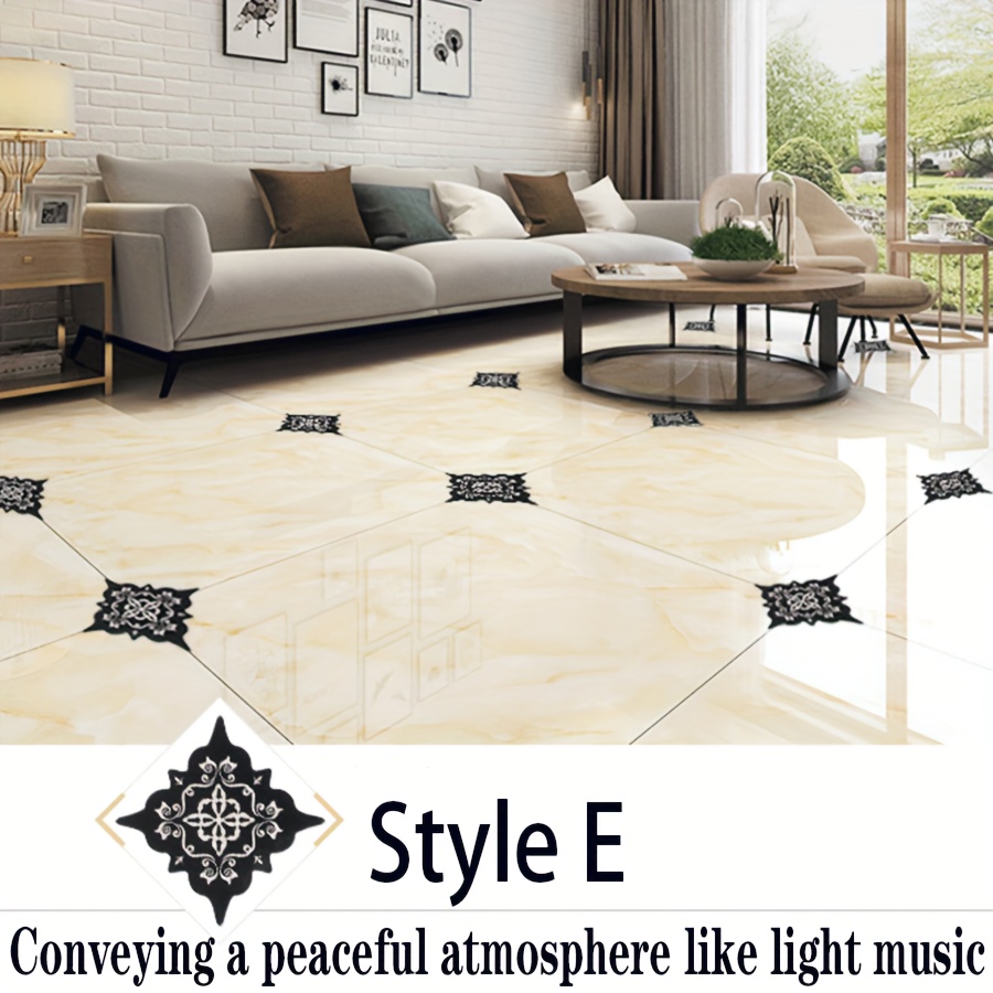 24 Sheets/set, Waterproof Tile Stickers, Self-adhesive Floor Stickers, Living Room Floor Stickers, Beautiful , Decorative , Diagonal Stickers
