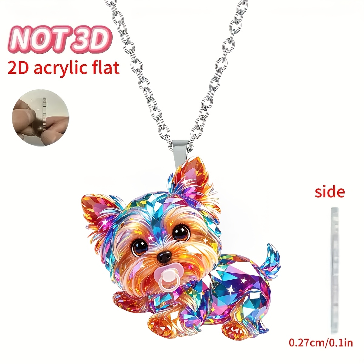 Women's 2D Acrylic Cute Puppy Pendant Necklace, Gift for Her