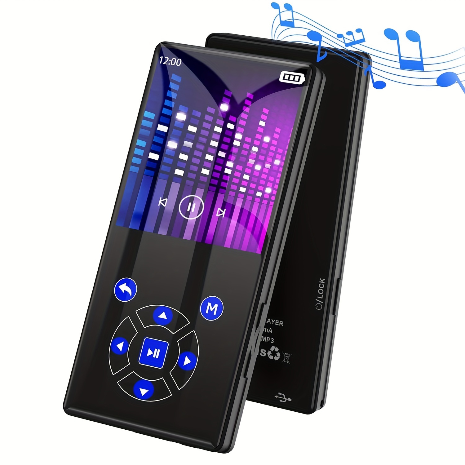 

Mp3 Player With 64g Card Build-in Speaker Wireless 5.0 Portable Mp3 Fm Radio Photo E-book Reader Mp3 Player For Supports Up To 128gb (black)
