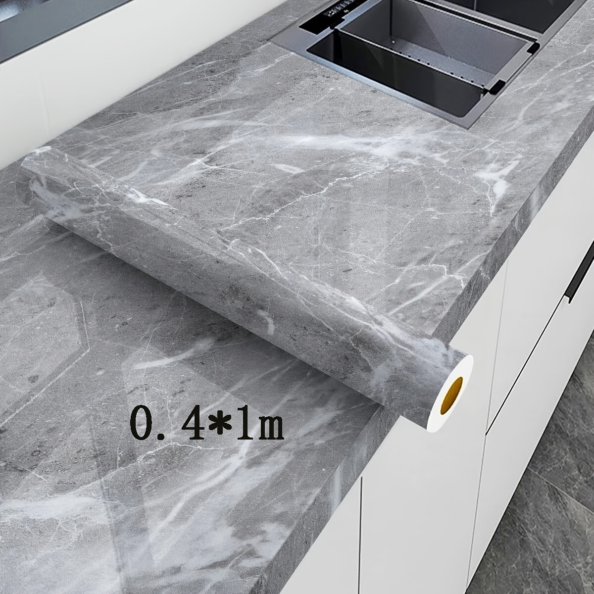 1pc, 0.4*1m Self-adhesive Waterproof Wallpaper For Home Use, Cabinet, Stove, Countertop Decoration, Kitchen Oil-proof Sticker