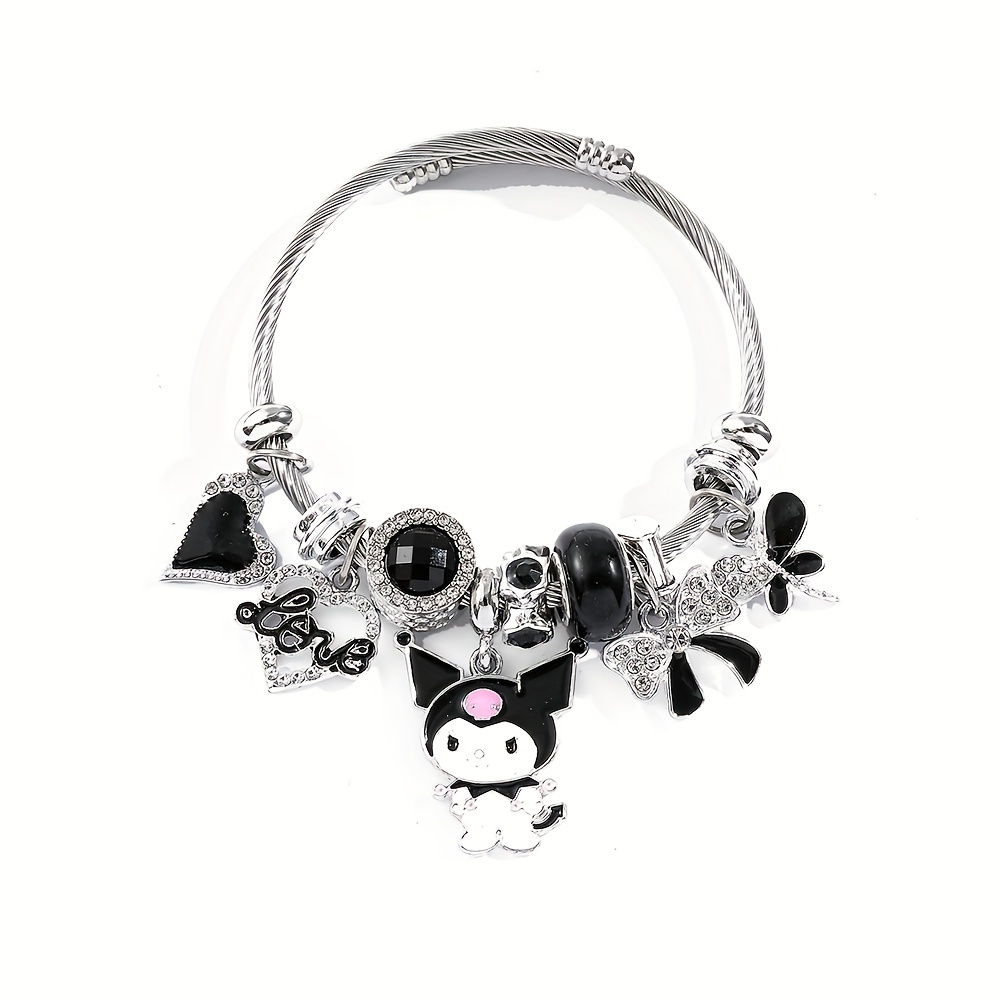 adjustable metal bracelet girls black heart Temu