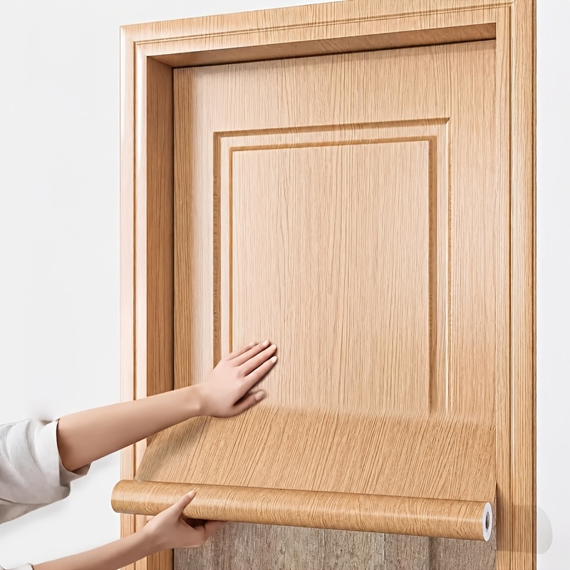 Image of Door Stickers, Self-adhesive Wooden Door Renovation, Color Changing Wallpaper, Entrance Door, Bedroom Door Renovation, Shading, Old Door Decoration, Wood Grain Stickers