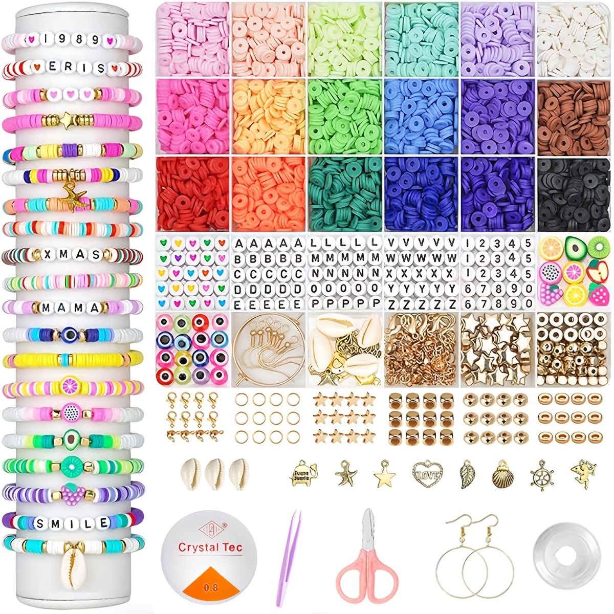 [5200pcs]Jewelry Making Kit with 18 Colors Clay Beads