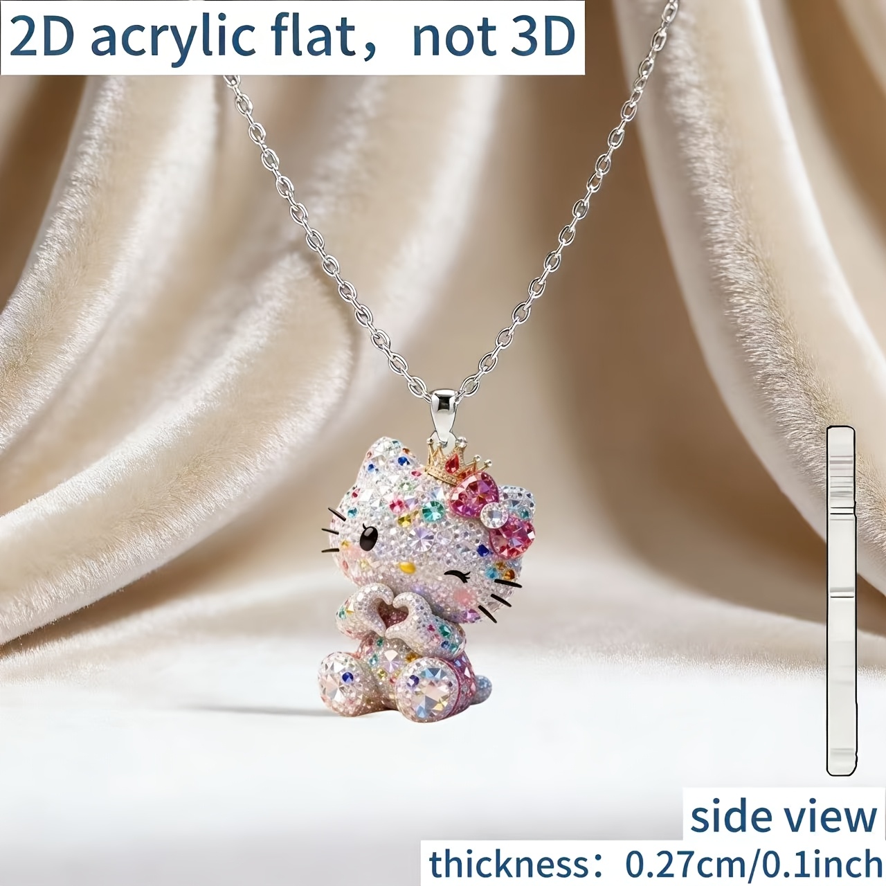 Image of 2d Flat 1pc, 2d Acrylic New Women's Necklace, Pendant Fashion Sweater Chain, Ideal Gift For Birthday Parties