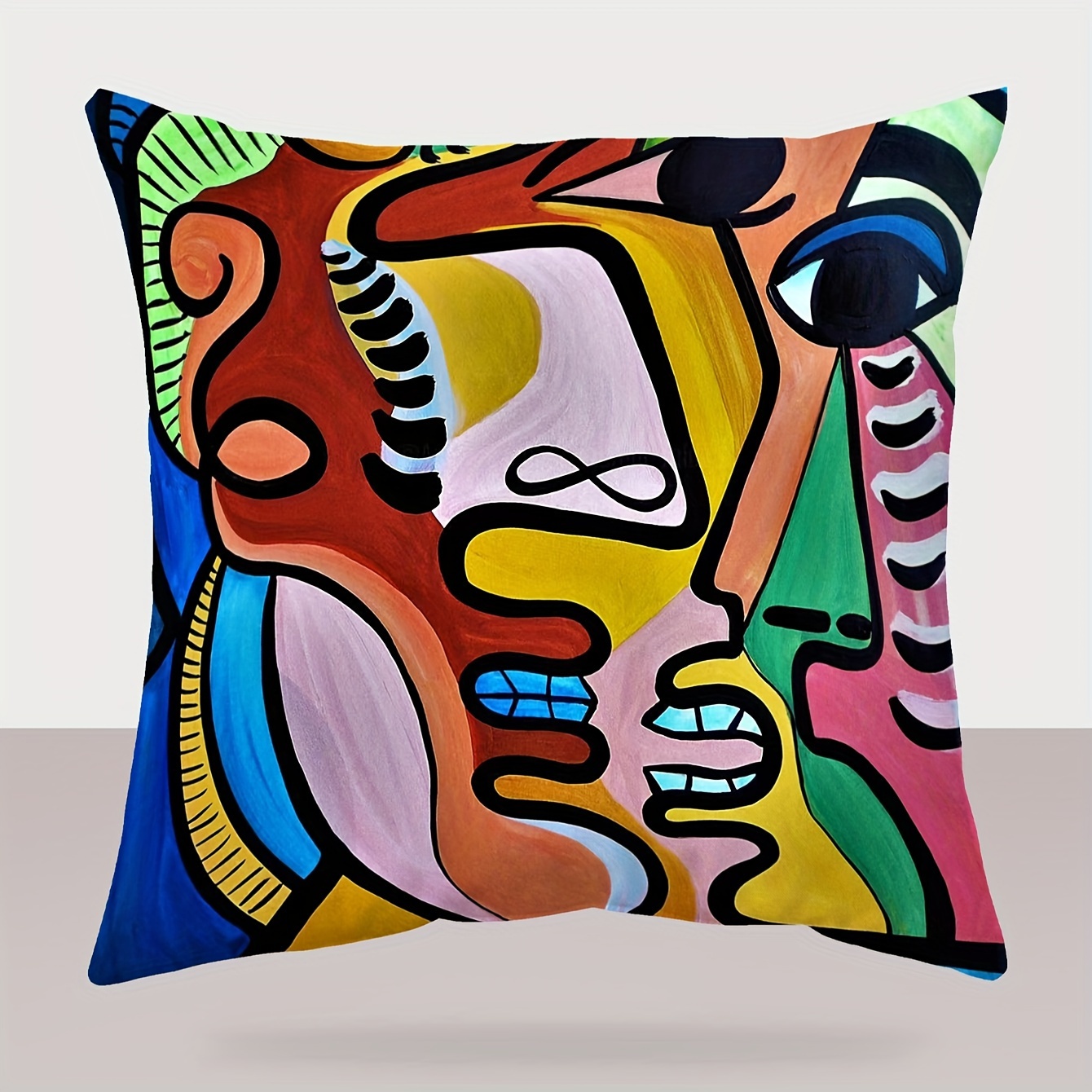 

1pc Digital Print Abstract Square Modern Style Polyester Cushion Cover, Throw Pillow Cover, Bedroom Accessories, Sofa Cushion Cover, Living Room Throw Pillow Cover (no Pillow Core)