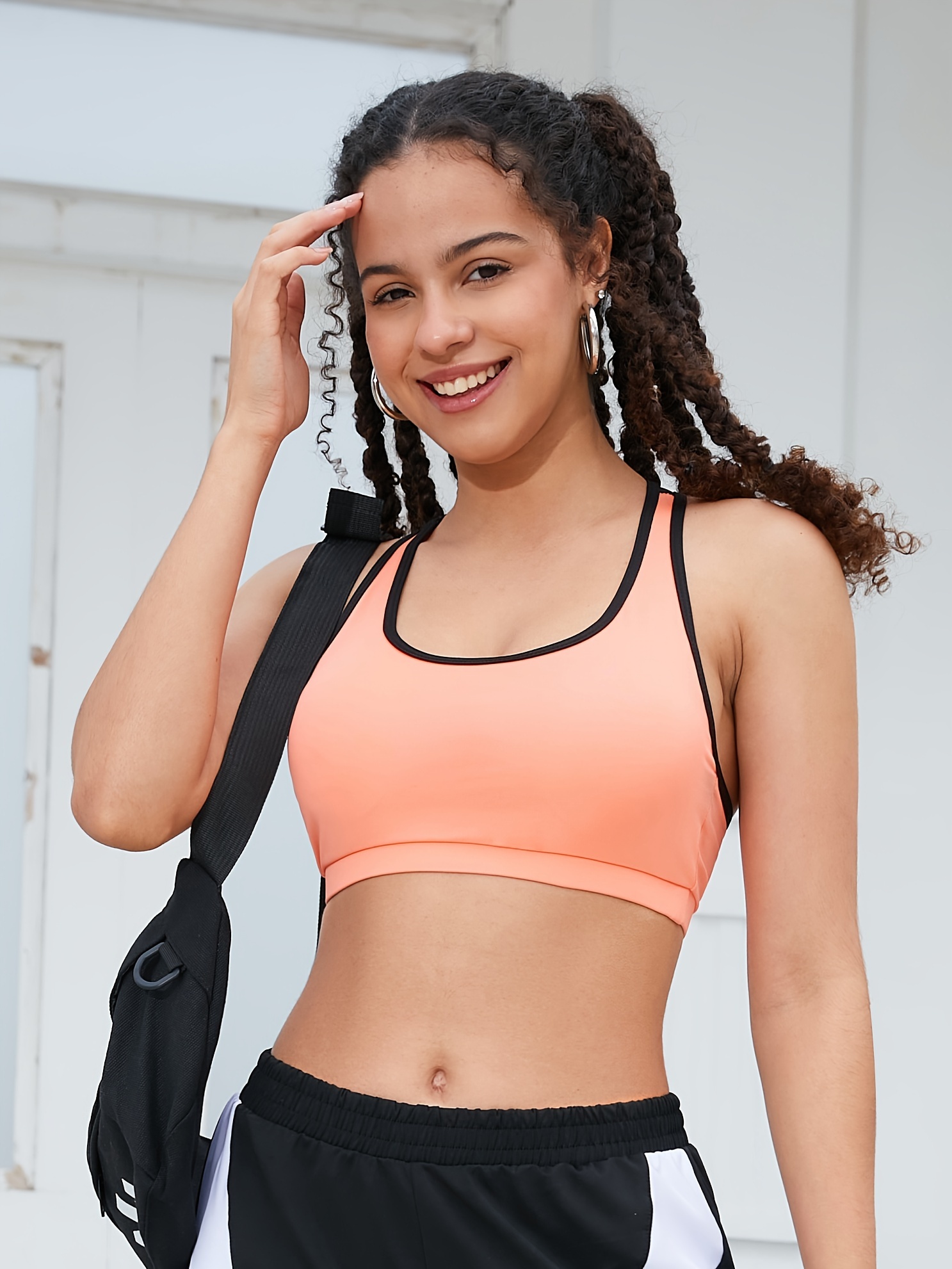 Solid Wireless Sports Bra Comfy Breathable Push Shockproof - Temu Canada