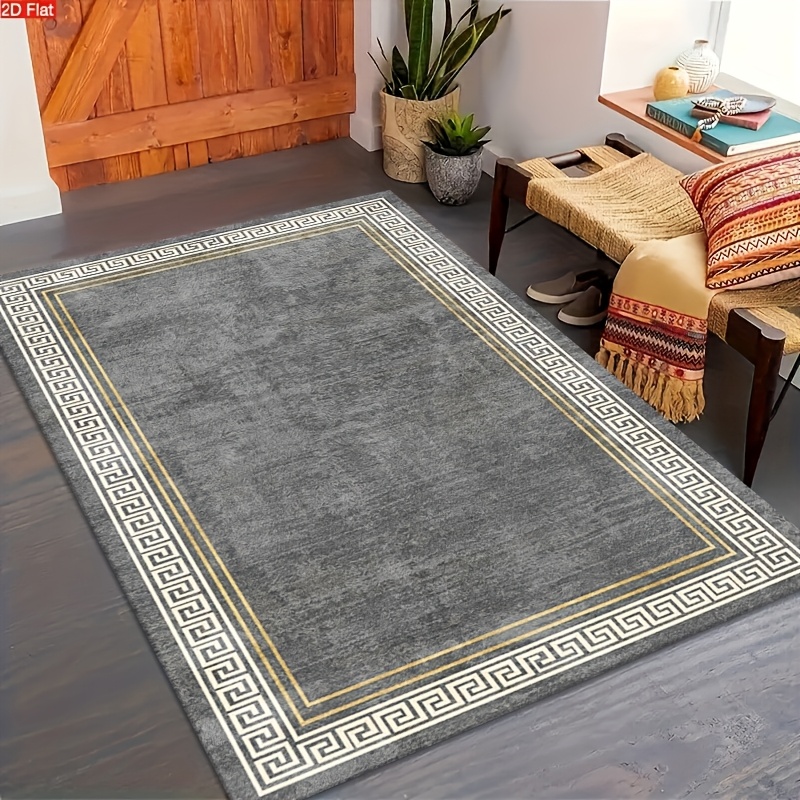 TEMU Velvet/850g/mÂ² 2d Flat Dark Gray Herringbone Carpet New Chinese Light Room Decorative Mat. Lightweight And, With Plastic Washable Suitable For