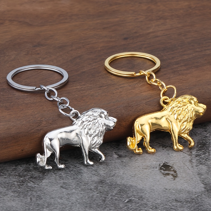 simple king of keychain pendant lion mens car key pendant