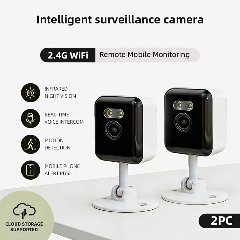 2pcs Hd Camera, Wi-fi-enabled Smart Home Camera, Featuring Emergency Alert, Dual-channel Audio, Speaker, Voice Intercom