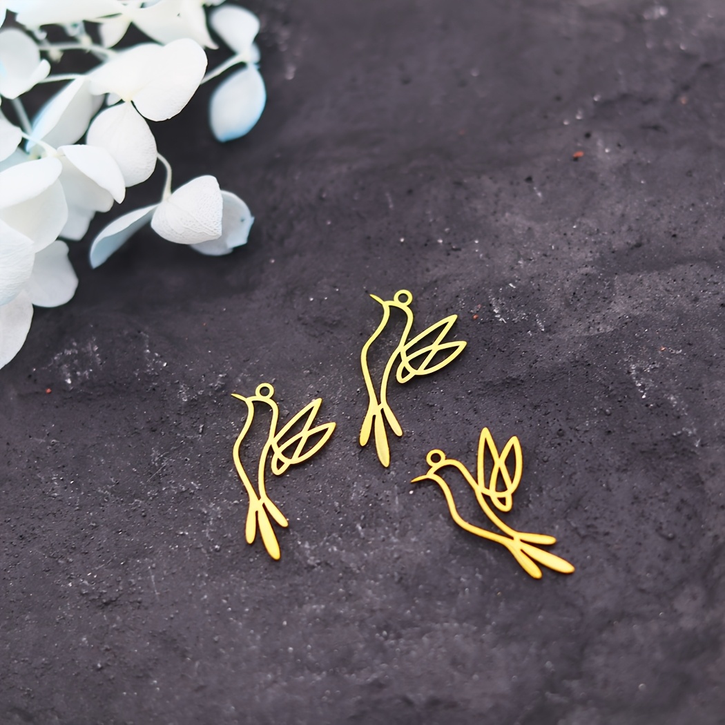 TEMU 3 stuks Roestvrijstalen Vliegende Vogel Hanger Verstekkingen voor Sieraden Maken Mode Kettingen Armband Handgemaakte Vogel Vrijheid Lijn Kunst
