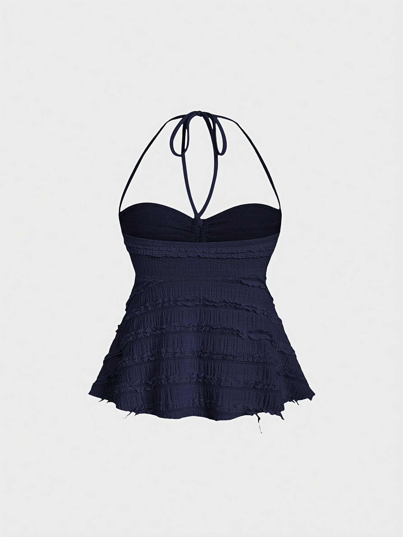 Nianian Select Y2K Off-Shoulder Halter Neck Tank Top - Solid Color Ruffled Bow Detail, Machine Washable Lightweight All-Season Women's Sexy Backless Top