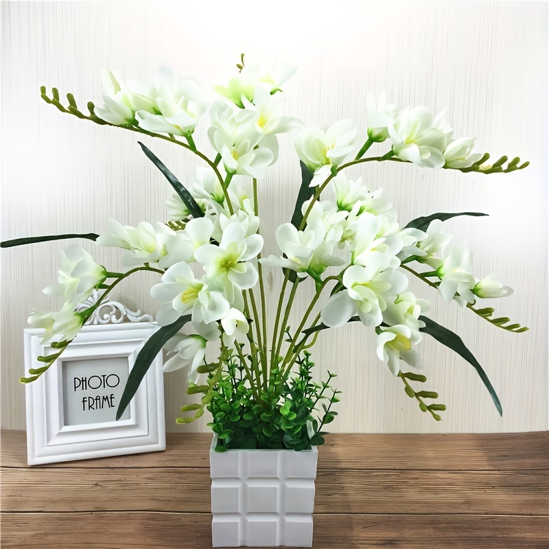 Image of Elegant 21.65" Artificial Orchid Bouquet - Perfect For Weddings, Mother's Day & Thanksgiving Decor | Orchid Stems For Tabletop Display | No Container Included