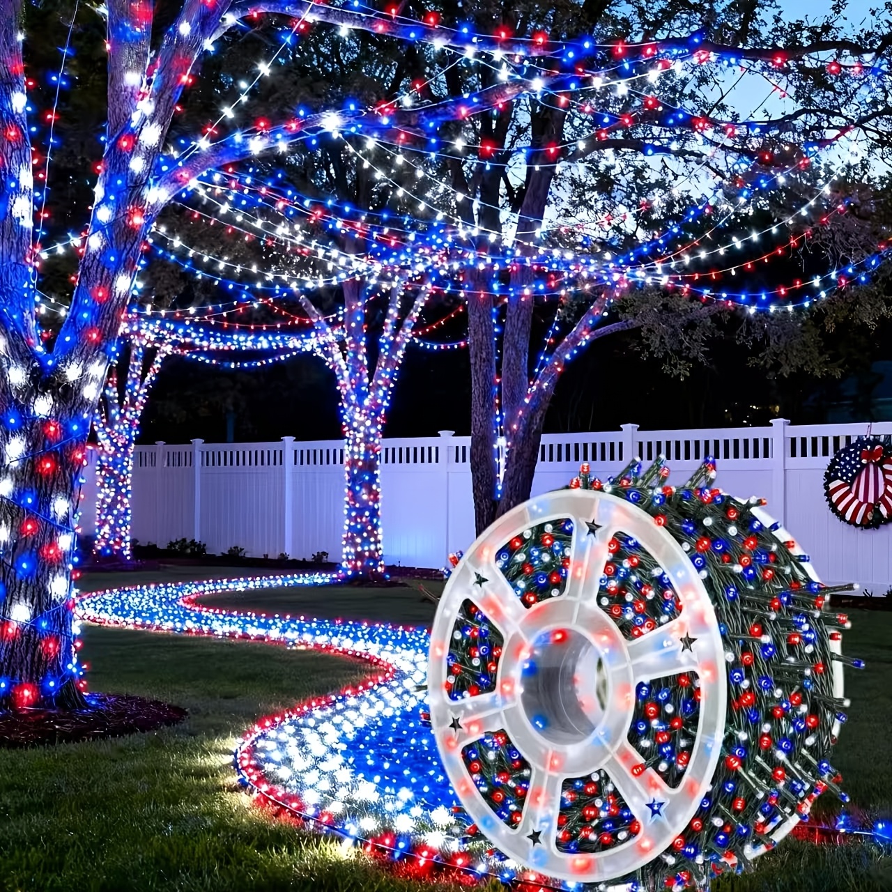 TEMU 820 Led Solar String Lights Outdoor, 102m/335ft Fairy Lights With Remote Control And Storage Spool, 8 Flash , , Ideal For Patio, Garden,