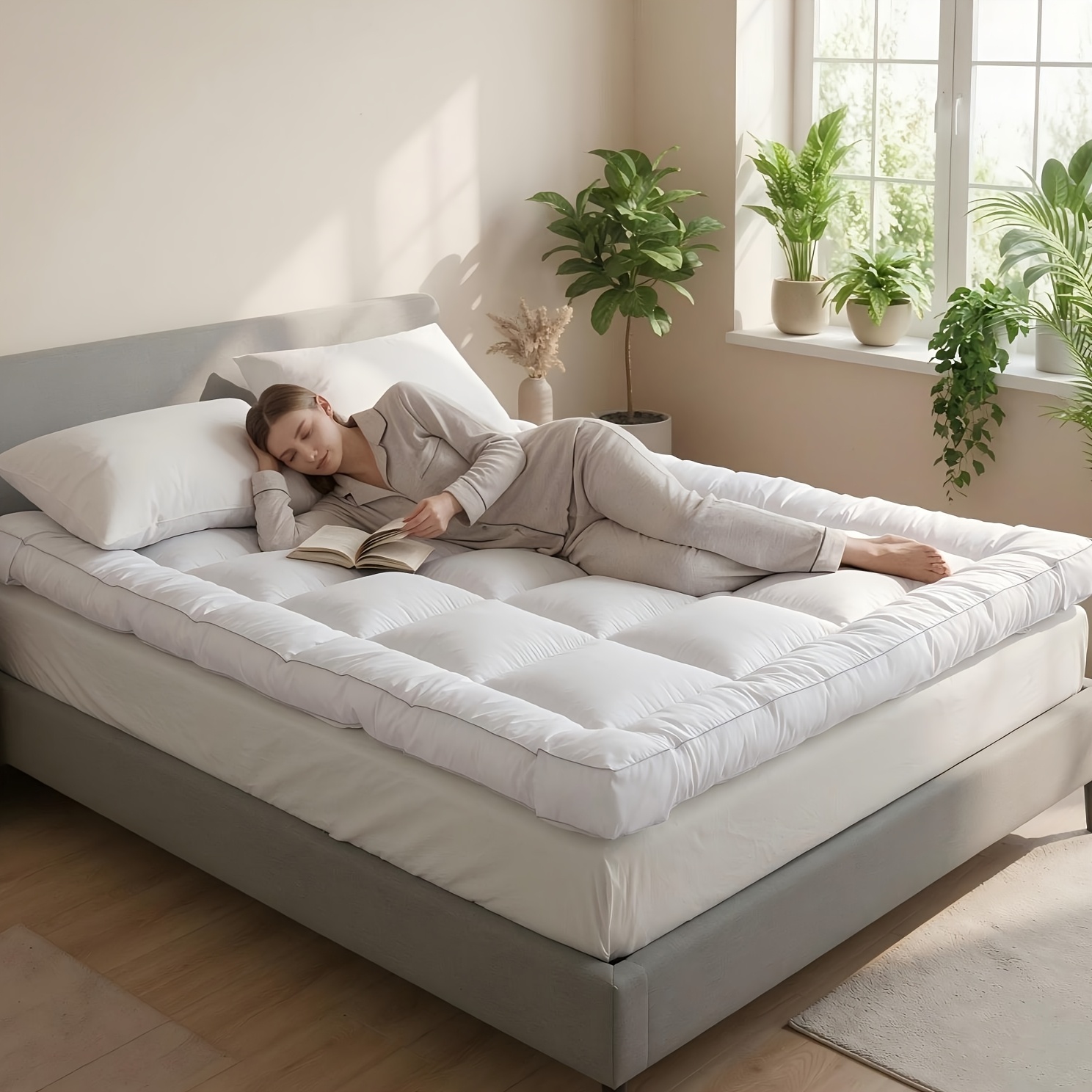 Image of Mattress Protector, Japanese Tatami Mat, Hotel Quality 1000gsm Filled Thin Mattress, Korean Floor Mat, Machine Washable Futon Mat, Breathable And Warm Mattress Protector, Foldable Soft Mattress Cover
