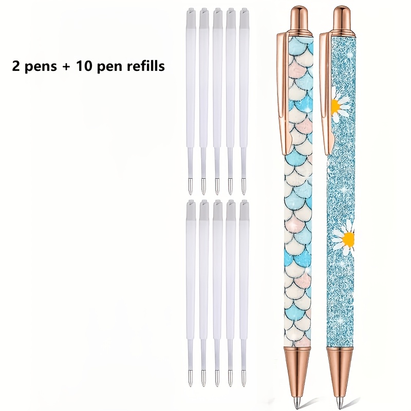 TEMU Set da 12 pezzi con 2 penne + 10 ricariche. Set di penne da donna, penne scintillanti , penne belle, regalo per ragazze, ufficio, laurea, penna