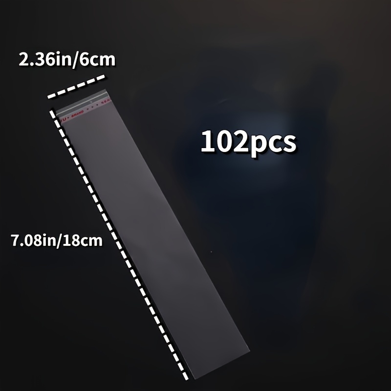 102pcs/long Transparent Plastic Self-adhesive Bag Thick Opp Sealable Waterproof Gift Food Candy Packaging