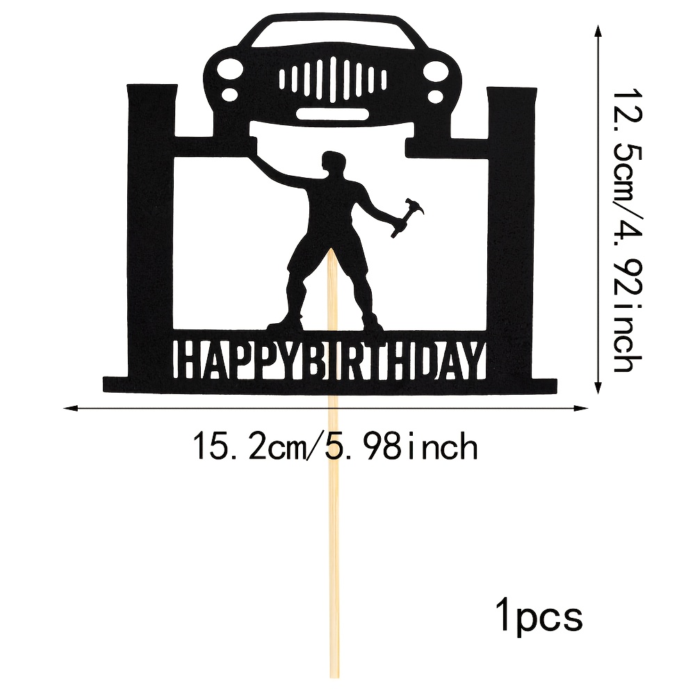 Happy Birthday Cake Decorations For A Mechanic - Car Repair Themed Decorations - Fun Automotive Repair Decor