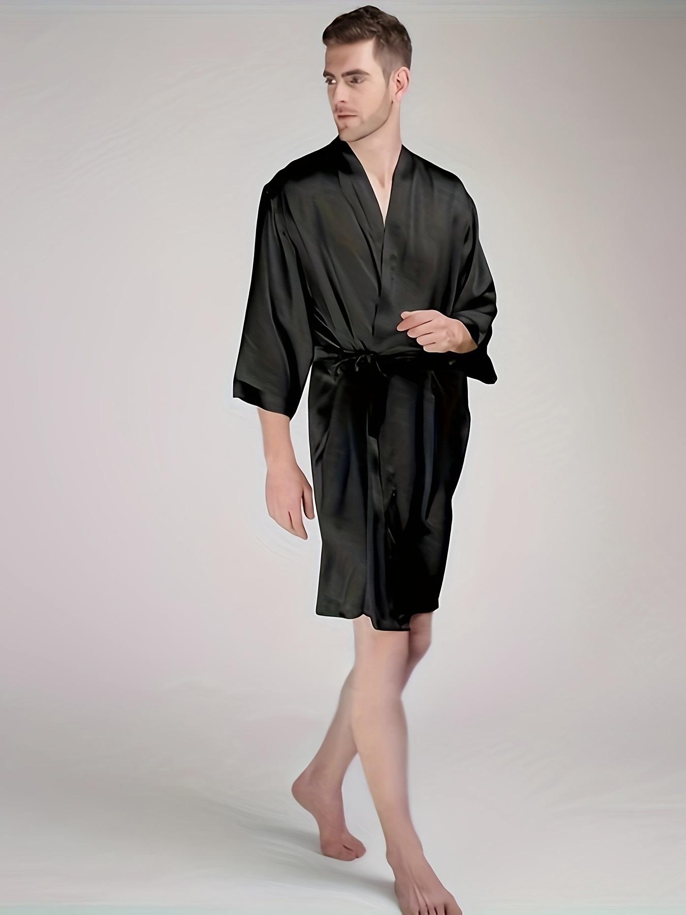 Men's Robe Sleep Robe Nightgowns Kimono Checkered Man Adult - Temu